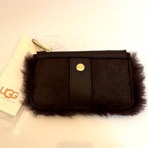 UGG Brown Shearling Card Case Wallet